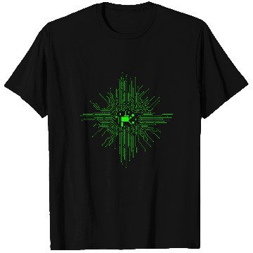Discover Power Circuit Tech Nerd CPU Green T Shirts
