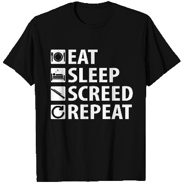 Discover Eat Sleep Screed Repeat (white text) T Shirts