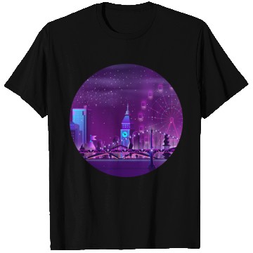Discover Synthwave Neon City: London T Shirts