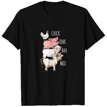 Discover Cluck Oink Baa Moo - Funny Farm Animals Stacked T Shirts