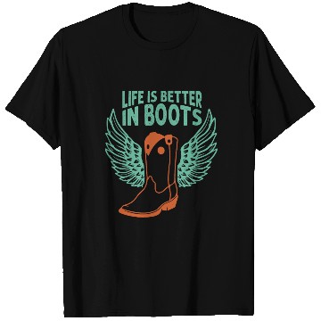 Discover Cowboys & Cow Girls winged Boots Apparel T Shirts