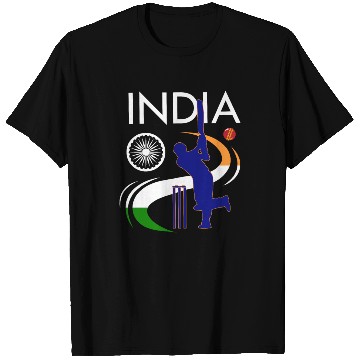Discover India Cricket With Indian Flag Brush Stroke T Shirts