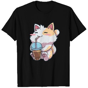 Discover Cat Bubble Tea Anime T Shirts