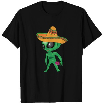 Discover VIVA MEXICO QUE PASA CINCO DE MAYO GREEN ALIEN FUN T Shirts