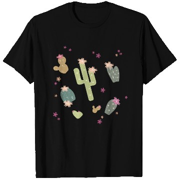Discover various cactus plants with flowers pattern T Shirts