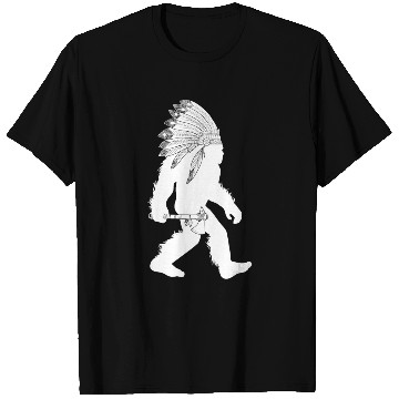 Discover native american bigfoot wearing head holding T Shirts