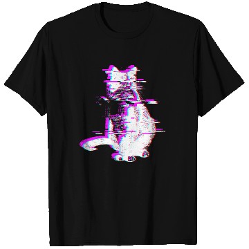 Discover Vaporwave Synthwave Glitch Cat Feline Kitty T Shirts
