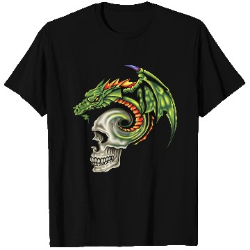 Discover skull head with green dragon T Shirts