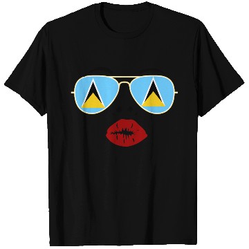 Discover Saint Lucia Flag St Lucia Sunglasses Lips Kiss T Shirts