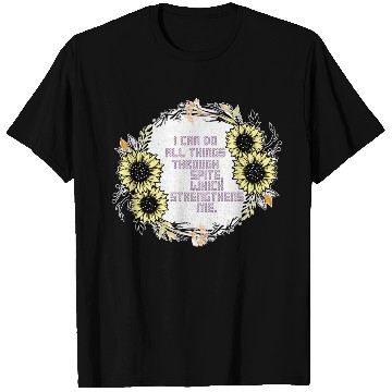 Discover Sunflower Cross Stitch I Can Do All Things Through T Shirts