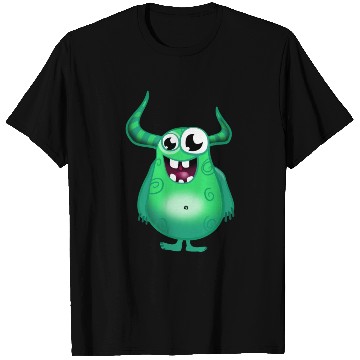 Discover Funny green Monster for Kids T Shirts