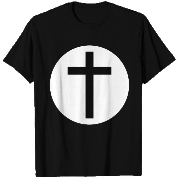 Discover Cross Inside a White Circle T Shirts