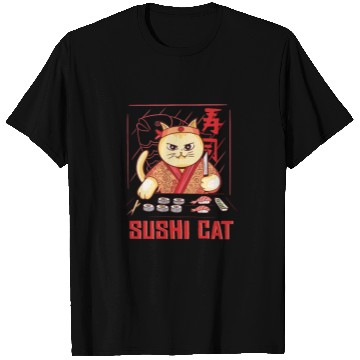 Discover Funny Sushi Cat Design T Shirts