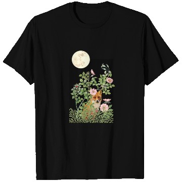 Discover Night Fox Under Wild Rose T Shirts