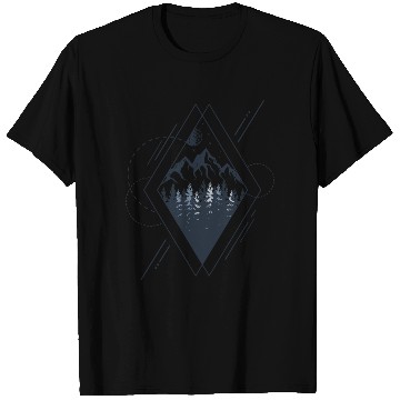 Discover Hiking Mountain Geometric Design T Shirts
