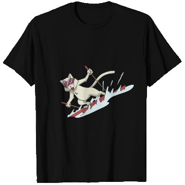 Discover Cat on skis skiing T Shirts