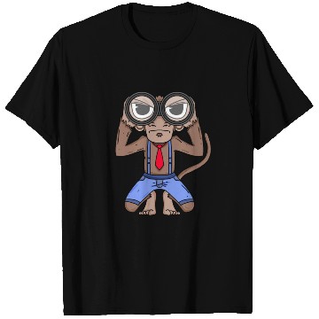 Discover Funny Monkey with Binoculars Design T Shirts
