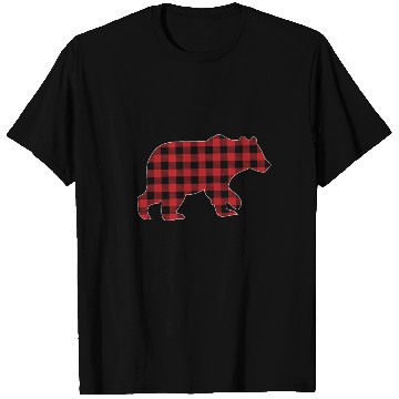 Discover Christmas Red Buffalo Plaid Check Vintage Bear T Shirts