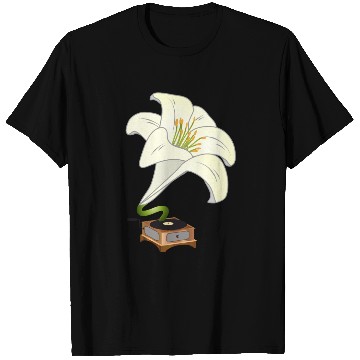Discover nostalgic lilies flowers blossoms gramophone T Shirts