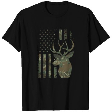 Discover Camo American Flag Buck Hunting Gift For Elk Deer T Shirts