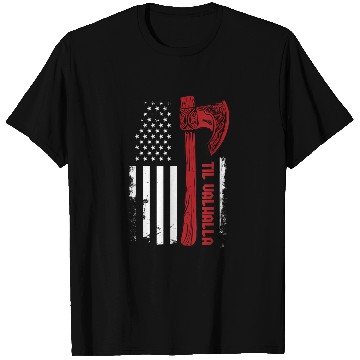 Discover Viking Axe Flag Til Valhalla Norse Mythology T Shirts