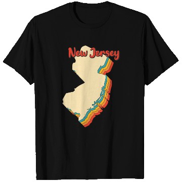 Discover New Jersey Map Outline Vintage Retro Nj Home State T Shirts