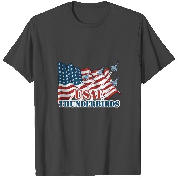 Discover Usaf Thunderbirds T Shirts-Graphic Jet American Flag