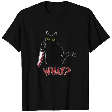 Discover Cat What - Murderous Cat With Knife T Shirts