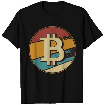Discover Bitcoin retro sunset crypto design T Shirts