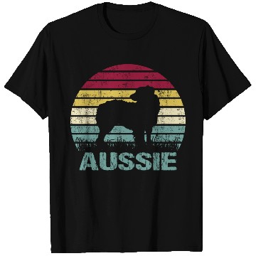 Discover Aussie Australian Shepherd Retro Silhouette T Shirts