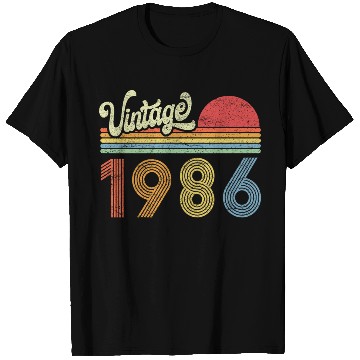 Discover 1986 Birthday Gift Vintage Born Made 1986 Retro Su T-Shirts