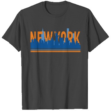 Discover New York Skyline Blue Orange T Shirts