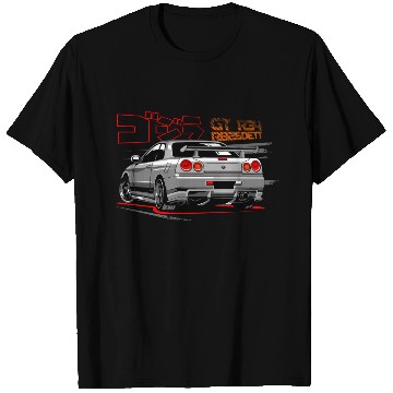 Discover Nissan GTR 34 Grey back T Shirts