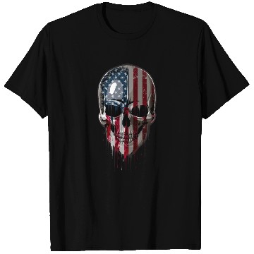 Discover Drippin Skull with US Flag T Shirts