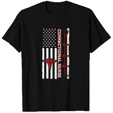 Discover Correctional Nurse USA Flag Nursing RN T Shirts