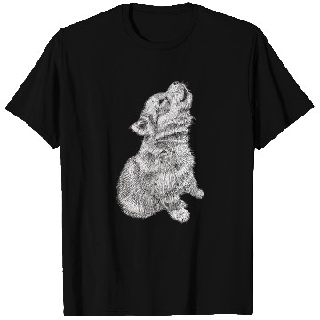 Discover Cute Baby Howling Wolf Cub Sketch T Shirts