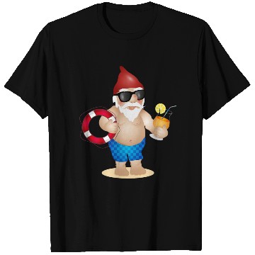 Discover Garden gnome with swimming trunks and lifebuoy T Shirts