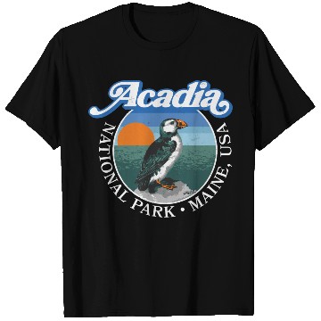 Discover Retro Acadia National Park Vintage Maine Puffin T Shirts