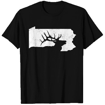 Discover Pennsylvania Elk Hunting Bull Elk PA State Shape T Shirts