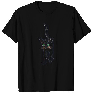 Discover Black cat with green eyes T Shirts