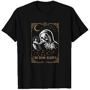Discover The Book Reader Tarot Card Hooded Skeleton Reading T Shirts