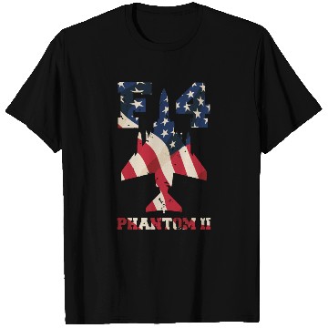 Discover F-4 Phantom II Aircraft with USA Flag Overlay T Shirts