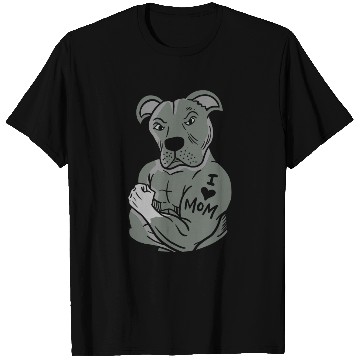 Discover Pitbull Showing tattoo I love Mom T Shirts