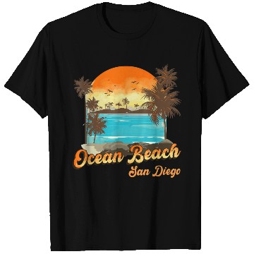 Discover Ocean Beach San Diego Summer Vacation Sunset Palm T Shirts