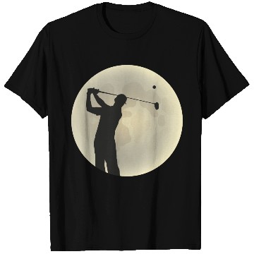 Discover Golfer Silhouette Golf Golfer Moon Full Moon T Shirts