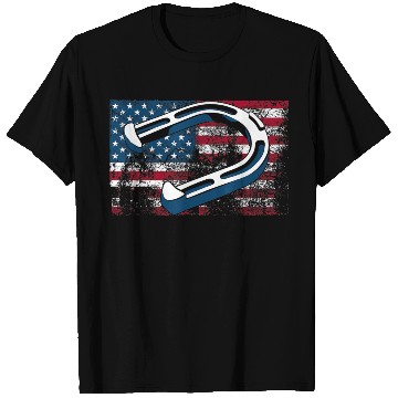 Discover Cool Horseshoe Pitching USA Flag Funny US Pitcher T Shirts