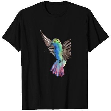 Discover Colorful Watercolor Hummingbird flying pink T Shirts