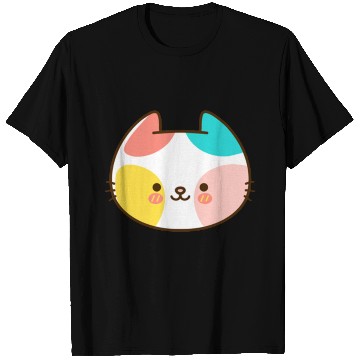 Discover Kawaii Cat Head Multicolored T Shirts
