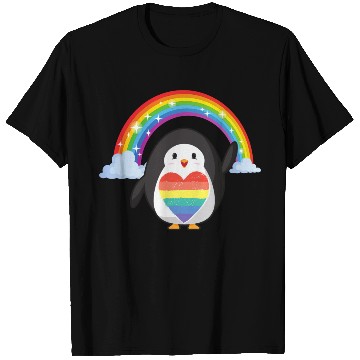 Discover LGBT Pride Heart Penguin Shiny Rainbow T Shirts