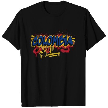 Discover Colombia Graffiti Flags Design T Shirts